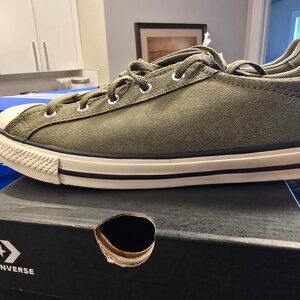 Woman's Shoes Converse Chuck Taylor All Star Dainty Suede Size 8 Khaki Green NEW